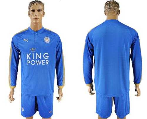 Leicester City Blank Home Long Sleeves Soccer Country Jersey