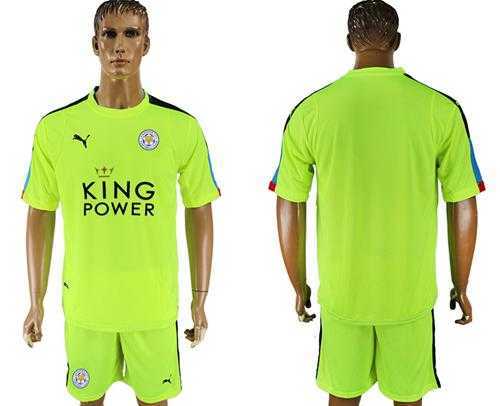 Leicester City Blank Shiny Green Goalkeeper Soccer Club Jersey