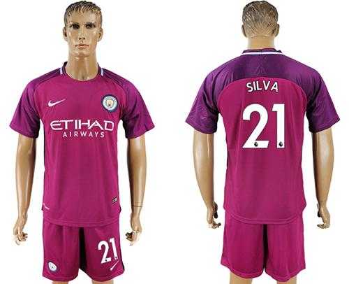 Manchester City #21 Silva Away Soccer Club Jersey