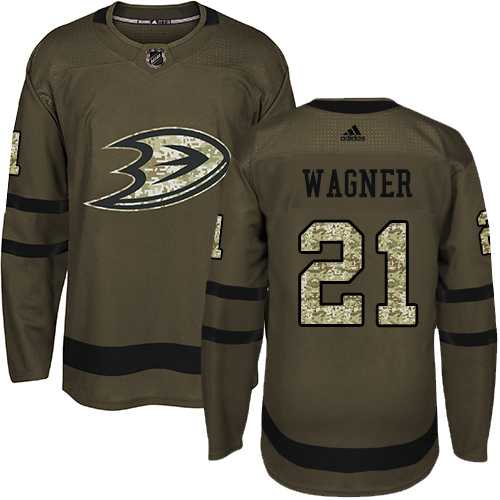 Men's Adidas Anaheim Ducks #21 Chris Wagner Green Salute to Service Stitched NHL