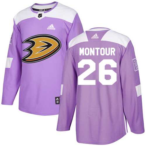 Men's Adidas Anaheim Ducks #26 Brandon Montour Purple Authentic Fights Cancer Stitched NHL Jersey