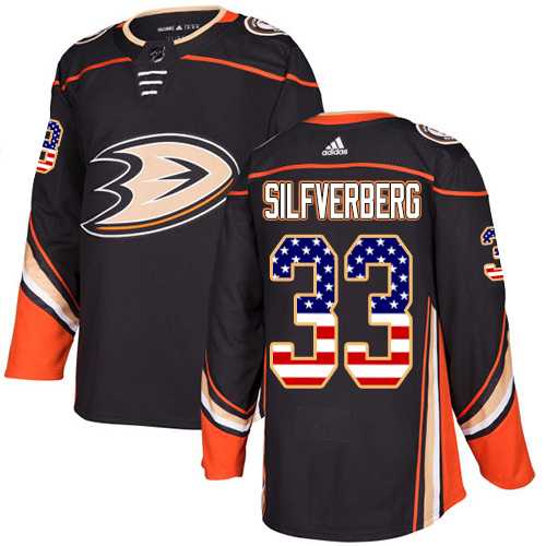 Men's Adidas Anaheim Ducks #33 Jakob Silfverberg Black Home Authentic USA Flag Stitched NHL Jersey