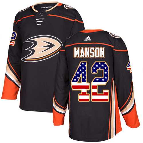 Men's Adidas Anaheim Ducks #42 Josh Manson Black Home Authentic USA Flag Stitched NHL Jersey