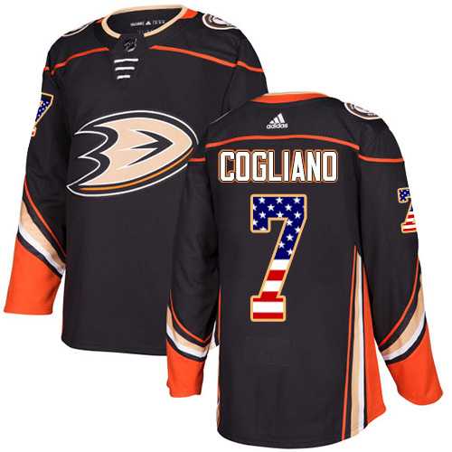 Men's Adidas Anaheim Ducks #7 Andrew Cogliano Black Home Authentic USA Flag Stitched NHL Jersey