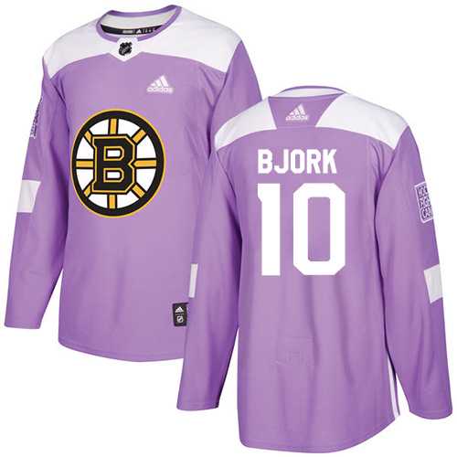 Men's Adidas Boston Bruins #10 Anders Bjork Purple Authentic Fights Cancer Stitched NHL
