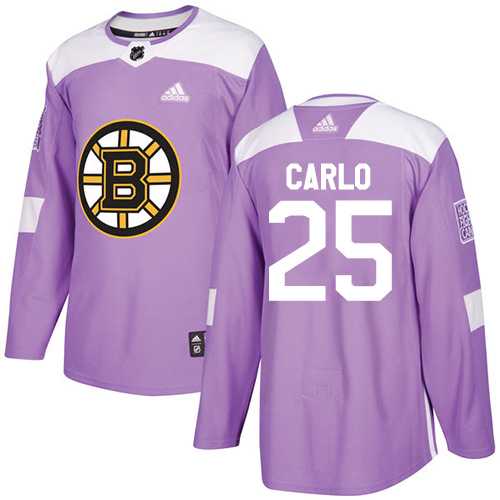 Men's Adidas Boston Bruins #25 Brandon Carlo Purple Authentic Fights Cancer Stitched NHL