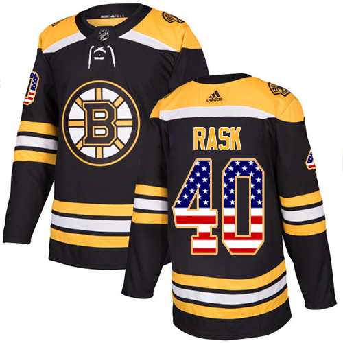 Men's Adidas Boston Bruins #40 Tuukka Rask Black Home Authentic USA Flag Stitched NHL Jersey