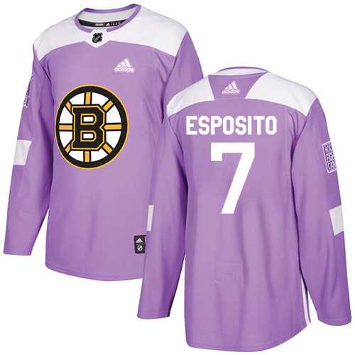 Men's Adidas Boston Bruins #7 Phil Esposito Purple Authentic Fights Cancer Stitched NHL