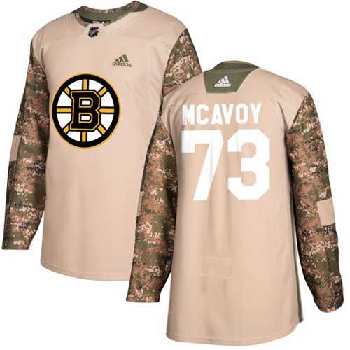 Men's Adidas Boston Bruins #73 Charlie McAvoy Camo Authentic 2017 Veterans Day Stitched NHL Jersey