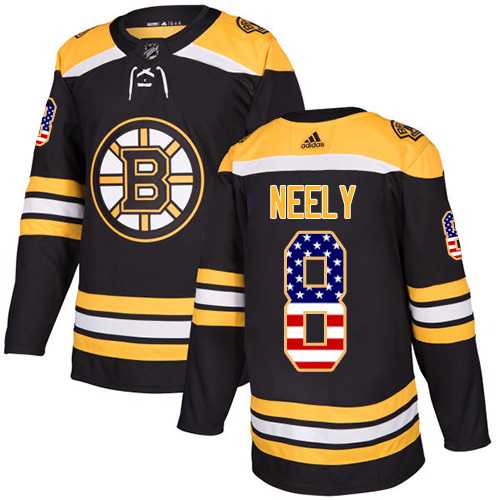 Men's Adidas Boston Bruins #8 Cam Neely Black Home Authentic USA Flag Stitched NHL Jersey
