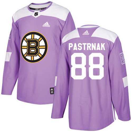 Men's Adidas Boston Bruins #88 David Pastrnak Purple Authentic Fights Cancer Stitched NHL