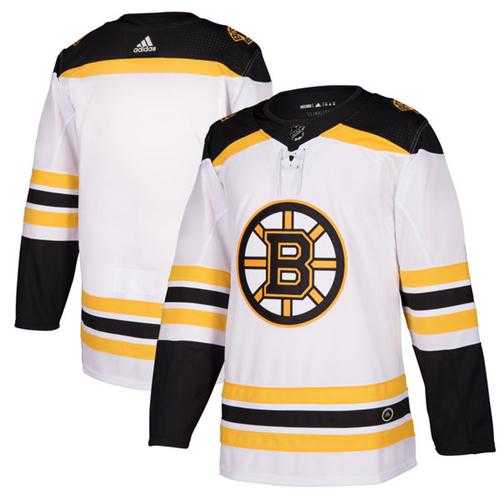 Men's Adidas Boston Bruins Blank White Road Authentic Stitched NHL Jersey