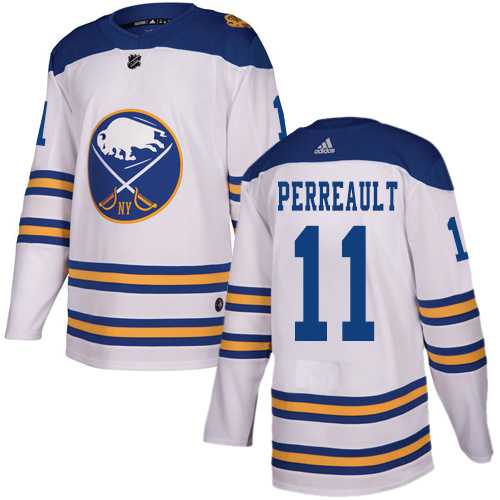 Men's Adidas Buffalo Sabres #11 Gilbert Perreault White Authentic 2018 Winter Classic Stitched NHL Jersey