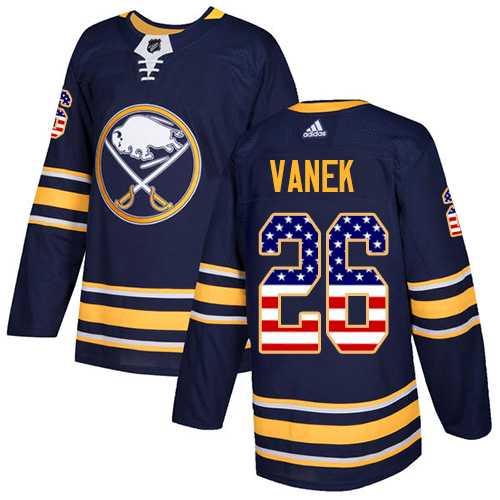 Men's Adidas Buffalo Sabres #26 Thomas Vanek Navy Blue Home Authentic USA Flag Stitched NHL Jersey