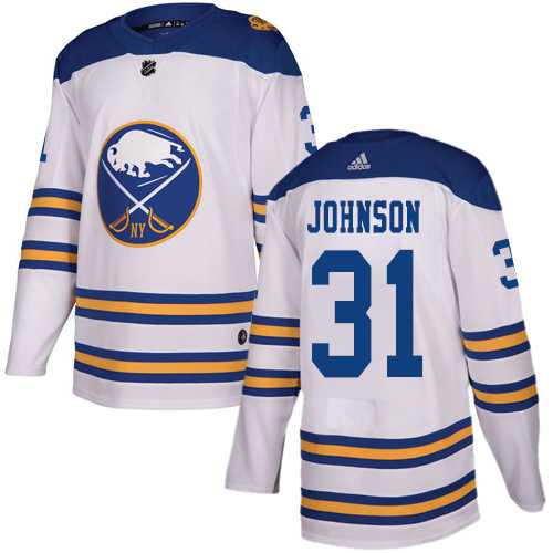 Men's Adidas Buffalo Sabres #31 Chad Johnson White Authentic 2018 Winter Classic Stitched NHL Jersey