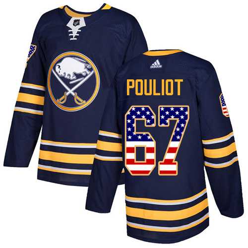 Men's Adidas Buffalo Sabres #67 Benoit Pouliot Navy Blue Home Authentic USA Flag Stitched NHL Jersey