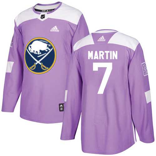 Men's Adidas Buffalo Sabres #7 Rick Martin Purple Authentic Fights Cancer Stitched NHL