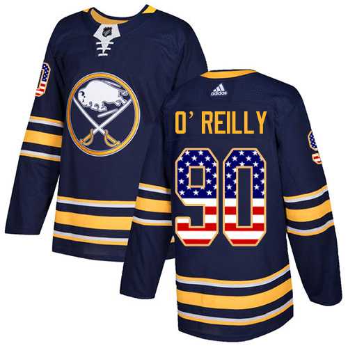 Men's Adidas Buffalo Sabres #90 Ryan O'Reilly Navy Blue Home Authentic USA Flag Stitched NHL Jersey