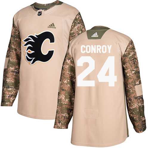 Men's Adidas Calgary Flames #24 Craig Conroy Camo Authentic 2017 Veterans Day Stitched NHL Jersey