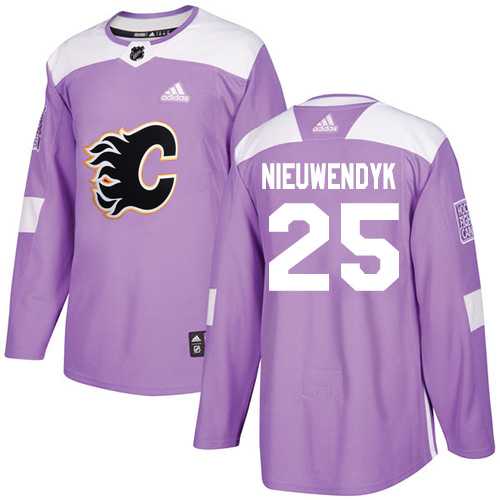 Men's Adidas Calgary Flames #25 Joe Nieuwendyk Purple Authentic Fights Cancer Stitched NHL Jersey