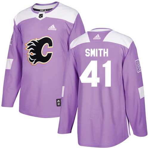 Men's Adidas Calgary Flames #41 Mike Smith Purple Authentic Fights Cancer Stitched NHL Jersey