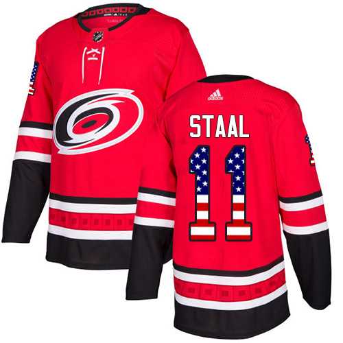 Men's Adidas Carolina Hurricanes #11 Jordan Staal Red Home Authentic USA Flag Stitched NHL Jersey