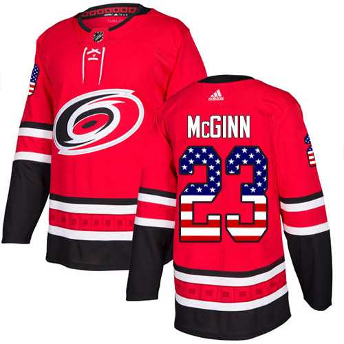 Men's Adidas Carolina Hurricanes #23 Brock McGinn Red Home Authentic USA Flag Stitched NHL Jersey