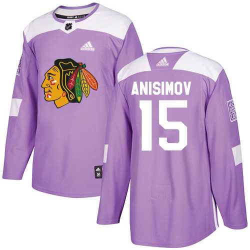 Men's Adidas Chicago Blackhawks #15 Artem Anisimov Purple Authentic Fights Cancer Stitched NHL