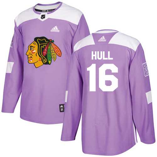 Men's Adidas Chicago Blackhawks #16 Bobby Hull Purple Authentic Fights Cancer Stitched NHL Jersey