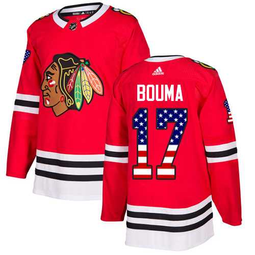 Men's Adidas Chicago Blackhawks #17 Lance Bouma Red Home Authentic USA Flag Stitched NHL Jersey