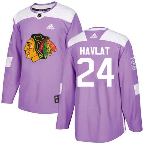Men's Adidas Chicago Blackhawks #24 Martin Havlat Purple Authentic Fights Cancer Stitched NHL