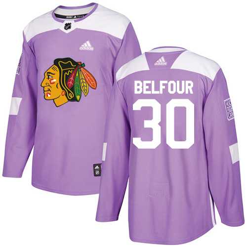 Men's Adidas Chicago Blackhawks #30 ED Belfour Purple Authentic Fights Cancer Stitched NHL