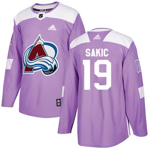 Men's Adidas Colorado Avalanche #19 Joe Sakic Purple Authentic Fights Cancer Stitched NHL