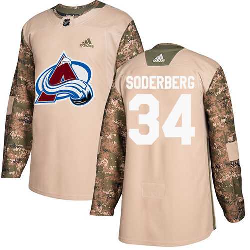 Men's Adidas Colorado Avalanche #34 Carl Soderberg Camo Authentic 2017 Veterans Day Stitched NHL Jersey