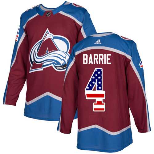 Men's Adidas Colorado Avalanche #4 Tyson Barrie Burgundy Home Authentic USA Flag Stitched NHL Jersey