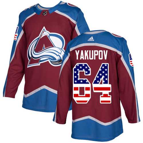 Men's Adidas Colorado Avalanche #64 Nail Yakupov Burgundy Home Authentic USA Flag Stitched NHL Jersey