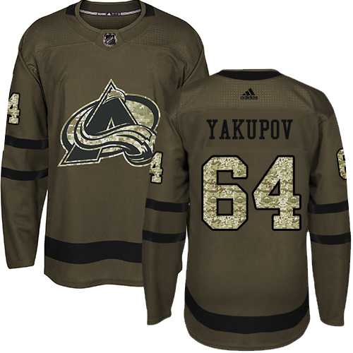 Men's Adidas Colorado Avalanche #64 Nail Yakupov Green Salute to Service Stitched NHL Jersey
