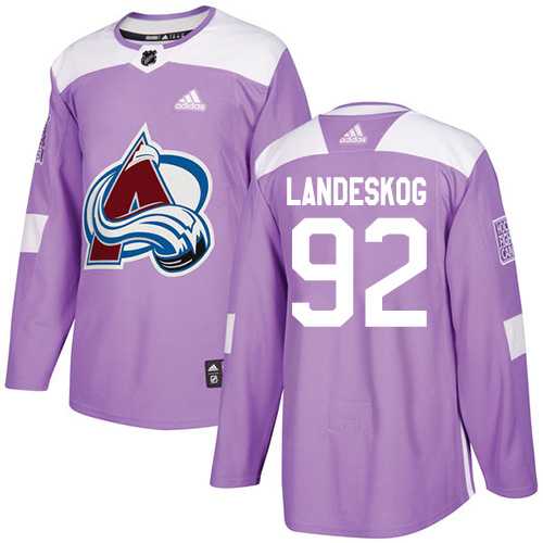 Men's Adidas Colorado Avalanche #92 Gabriel Landeskog Purple Authentic Fights Cancer Stitched NHL