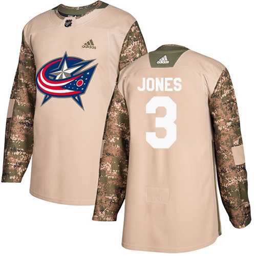 Men's Adidas Columbus Blue Jackets #3 Seth Jones Camo Authentic 2017 Veterans Day Stitched NHL Jersey