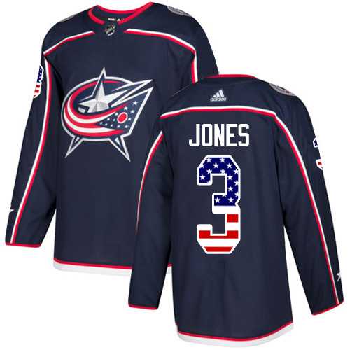 Men's Adidas Columbus Blue Jackets #3 Seth Jones Navy Blue Home Authentic USA Flag Stitched NHL Jersey