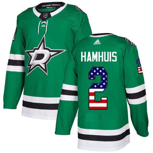Men's Adidas Dallas Stars #2 Dan Hamhuis Green Home Authentic USA Flag Stitched NHL Jersey