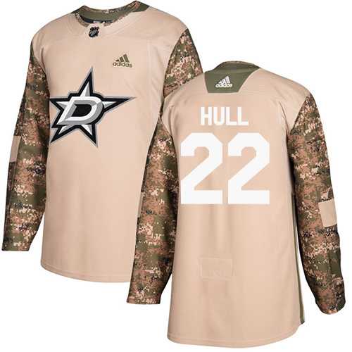 Men's Adidas Dallas Stars #22 Brett Hull Camo Authentic 2017 Veterans Day Stitched NHL Jersey