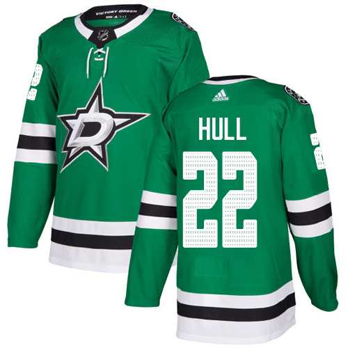 Men's Adidas Dallas Stars #22 Brett Hull Green Home Authentic Stitched NHL Jersey