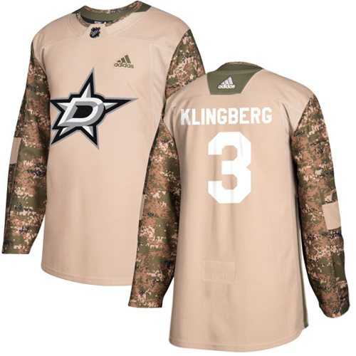 Men's Adidas Dallas Stars #3 John Klingberg Camo Authentic 2017 Veterans Day Stitched NHL Jersey
