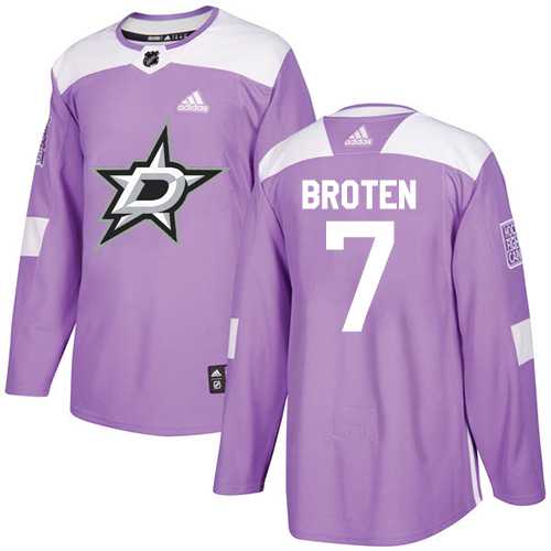 Men's Adidas Dallas Stars #7 Neal Broten Purple Authentic Fights Cancer Stitched NHL