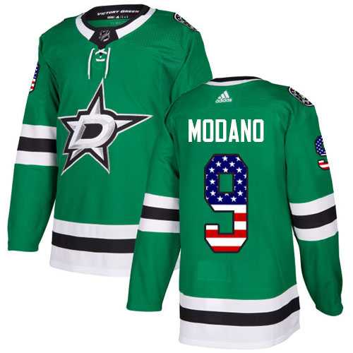 Men's Adidas Dallas Stars #9 Mike Modano Green Home Authentic USA Flag Stitched NHL Jersey