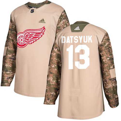 Men's Adidas Detroit Red Wings #13 Pavel Datsyuk Camo Authentic 2017 Veterans Day Stitched NHL Jersey