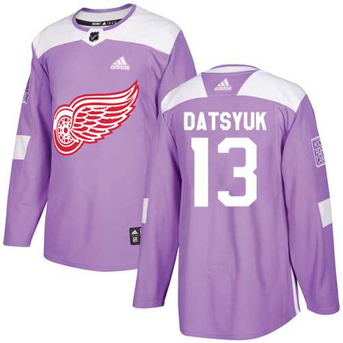 Men's Adidas Detroit Red Wings #13 Pavel Datsyuk Purple Authentic Fights Cancer Stitched NHL