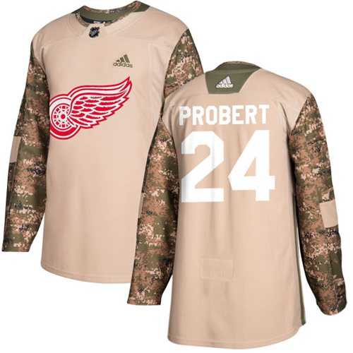 Men's Adidas Detroit Red Wings #24 Bob Probert Camo Authentic 2017 Veterans Day Stitched NHL Jersey