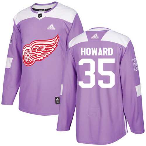 Men's Adidas Detroit Red Wings #35 Jimmy Howard Purple Authentic Fights Cancer Stitched NHL